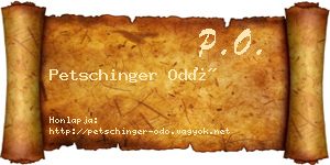 Petschinger Odó névjegykártya